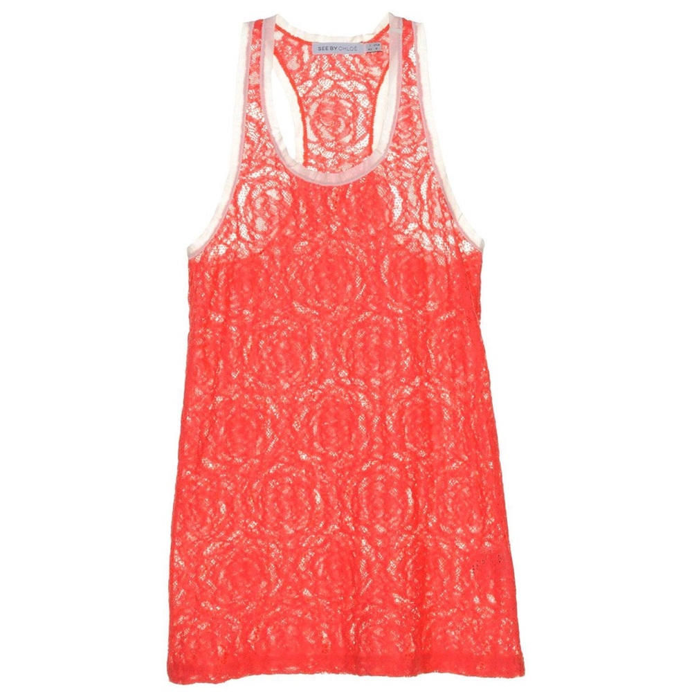 Rare See‎ By Chloe coral lace tank top